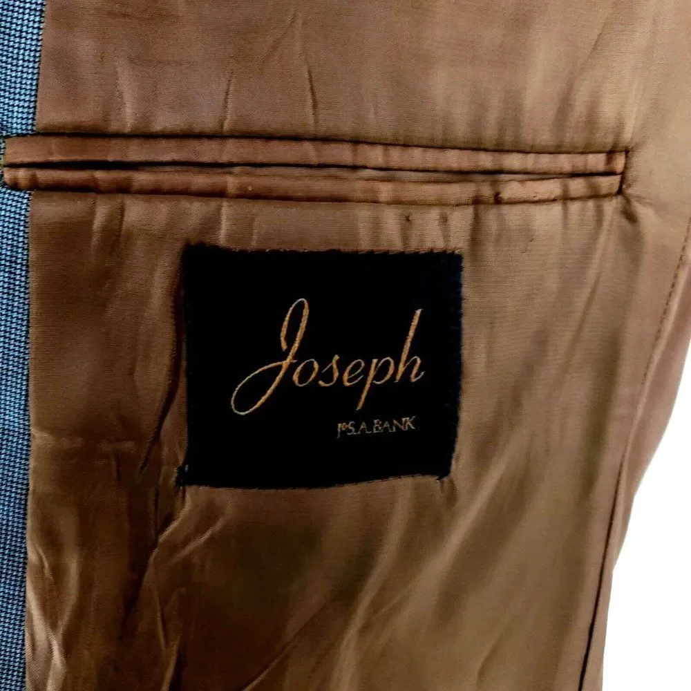 Joseph Jos A Bank Wool 2 Button‎ Blazer 38R Gray Star Check Tagged 41L